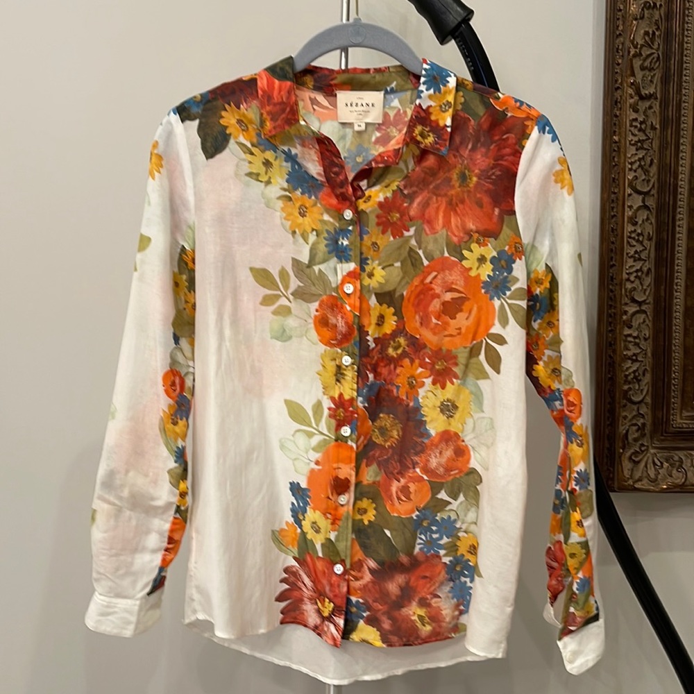 Sezane Floral Button-Up Blouse - Multicolor
